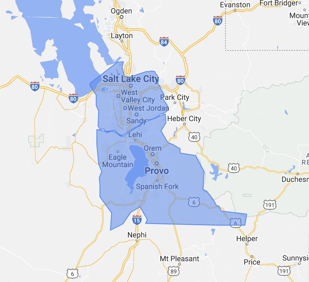 Map of Salt Lake and Utah counties